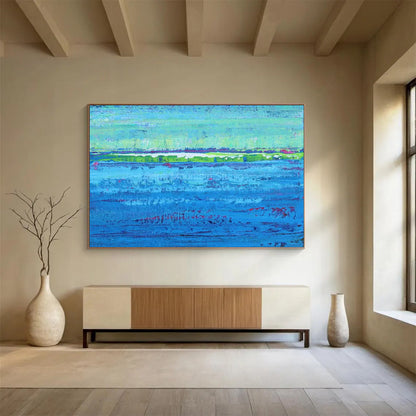 Vibrant Blue Waters & Colorful Horizon - Impressionistic Seascape CT1793