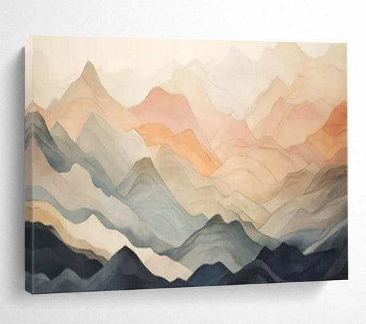 “Pastel Mountain Layers” – Soft pinks, blues, grays forming geometric mountain silhouettes CT1696
