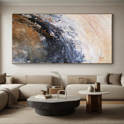 “Vibrant Horizon” - Abstract Landscape - style Painting with Pink Fields, Colorful Sky CT0009