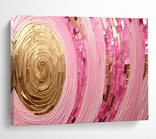 “Pink & Gold Spiral Dream” – Textured Abstract Acrylic Painting CT1707