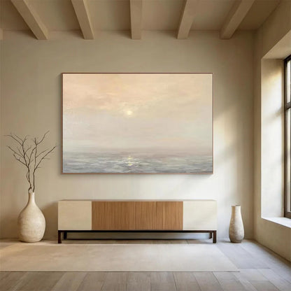 Seascape at dawn/dusk with a soft, glowing sun and calm waters CT1669