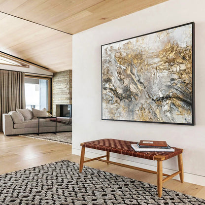 “Golden - Gray Abstract Textures” – Abstract Oil Painting CT1775