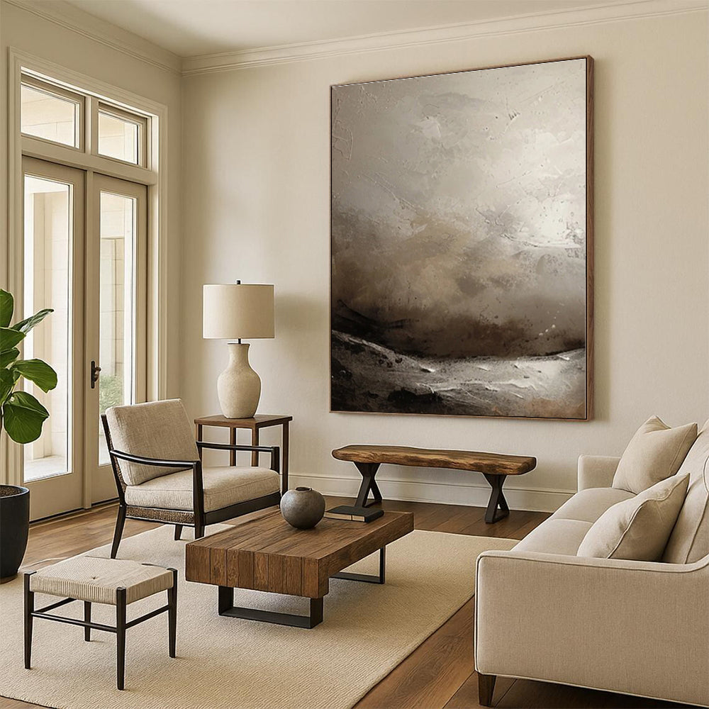 “Misty Monochrome Landscape”，Abstract Atmospheric Oil Painting CT0550