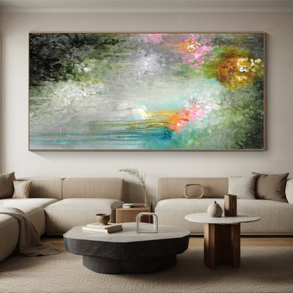 “Fantasy Flower Shower” - Abstract Work with Pink, Purple, Green, Blue, White CT0073