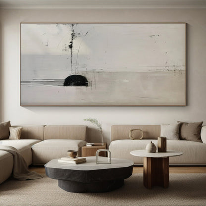 “Minimalist Black - White Lines” Abstract Acrylic Art CT0274