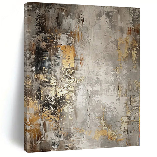 “Aged Gold & Gray” - Abstract Painting with Gray, Gold, Brown CT0086