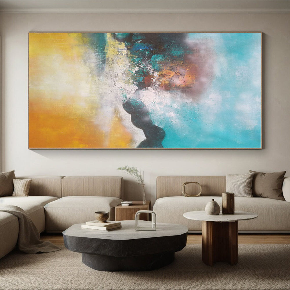“Turquoise - Orange Abstract Landscape” - Abstract Landscape Art CT0474
