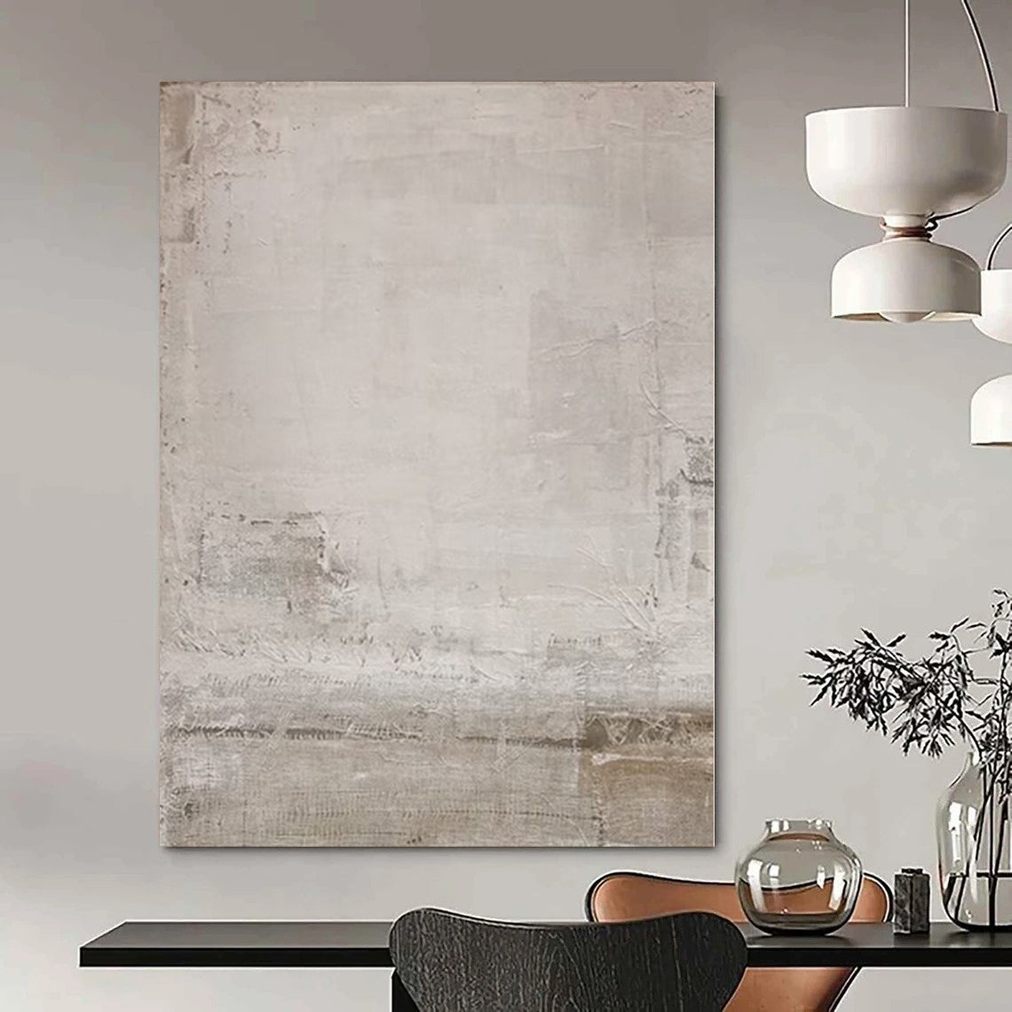 “Subtle Beige Textures” - Abstract Acrylic with Soft Beige, Gray CT0104