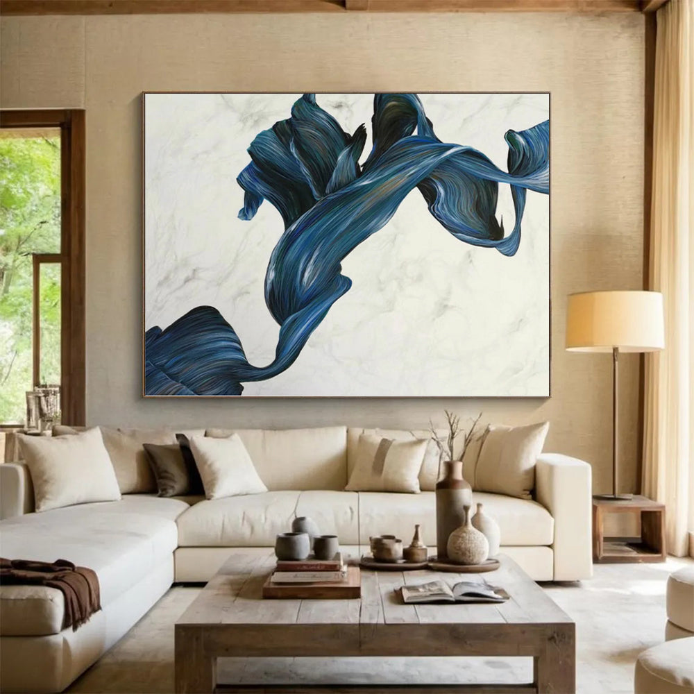“Blue - Green Twisted Ribbons”，Figurative Abstract Painting CT0349