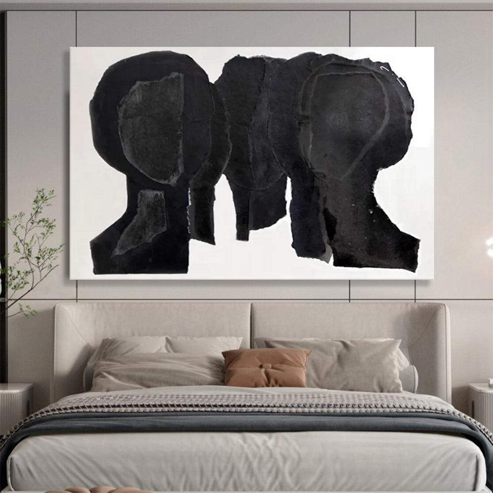 “Black Silhouette Collage” – Abstract Mixed - Media Collage CT1780