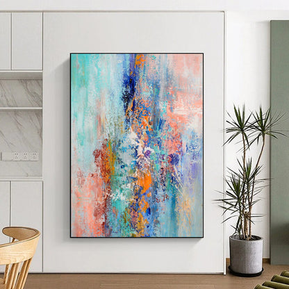 “Mixed Hues Symphony” - Abstract Piece with Turquoise, Blue, Orange, Purple, Coral Blend CT0013