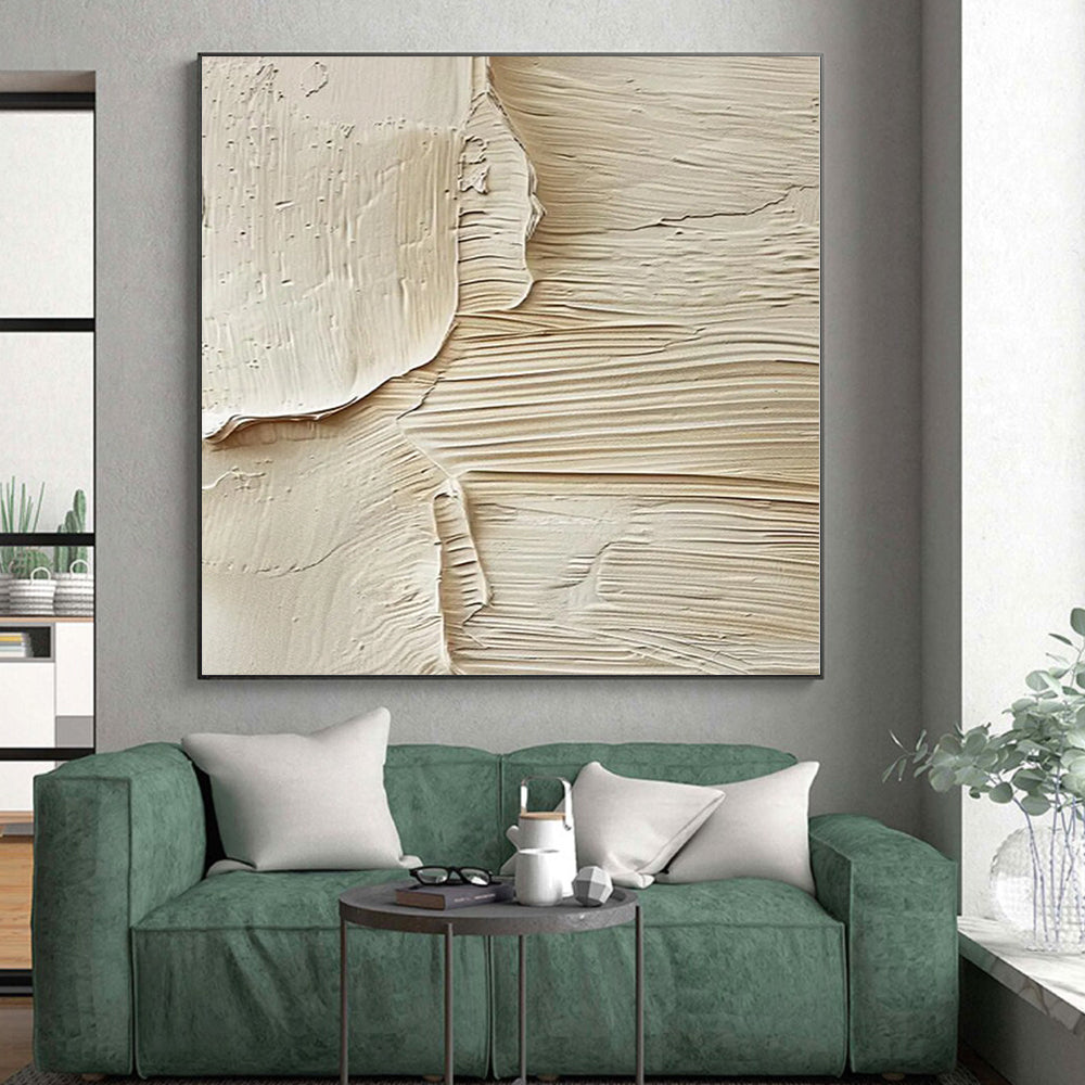 “Beige Textured Layers” - Abstract Acrylic with Smooth, Layered Beige CT0079