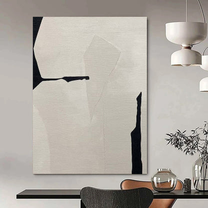“Beige and Black Geometric Cuts” Collage - Style Acrylic Art CT0146