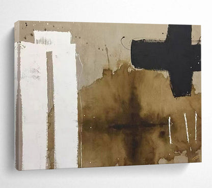 Abstract shapes in brown, white, and black with fluid edges CT1675