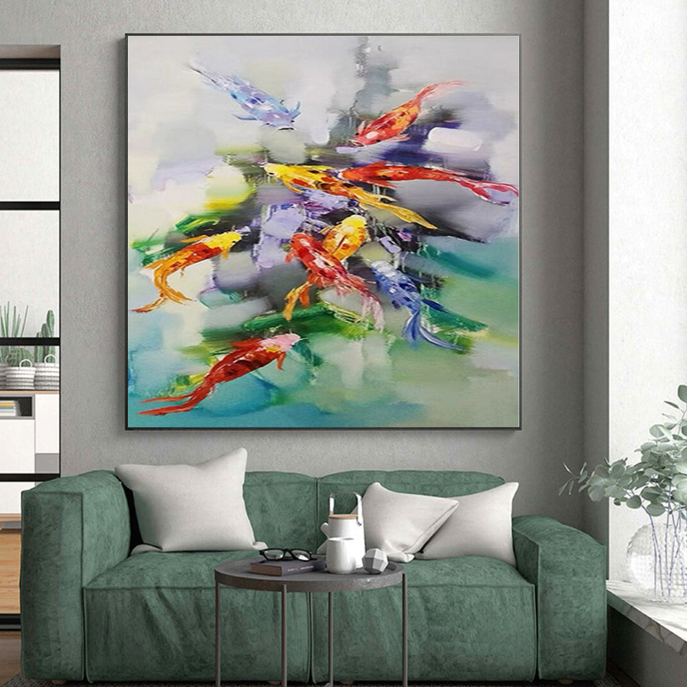 “Colorful Koi Fish Abstraction” - Abstract Animal - Themed Art CT0432