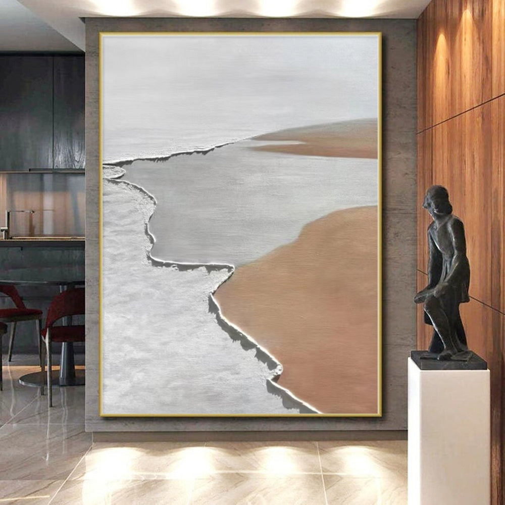 “White - Brown Minimalist Landscape” - Abstract Minimalist Landscape CT0406