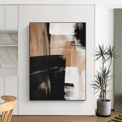 “Black - Beige Bold Abstraction” - Abstract Modernist Art CT0422