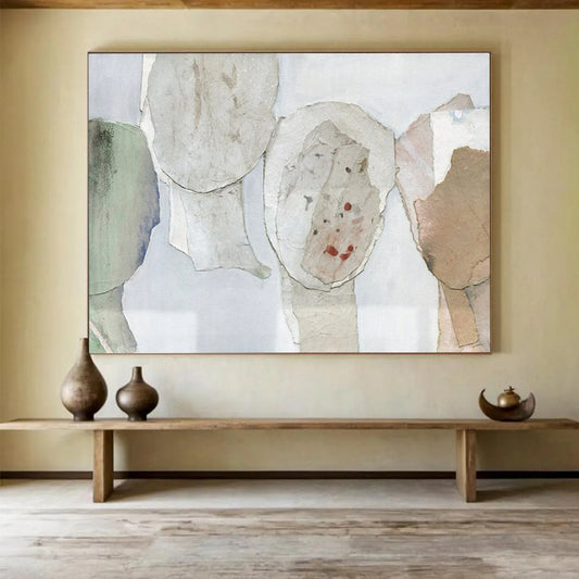 “Neutral Paper Silhouette Collage” – Abstract Mixed - Media Collage CT1781
