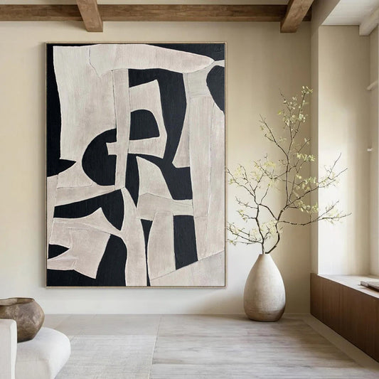 “Black - White Abstract Forms” Abstract Acrylic Painting CT0132