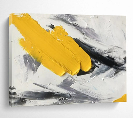 “Bold Strokes” - Bright yellow, blacks, whites; thick, expressive paint strokes CT1509