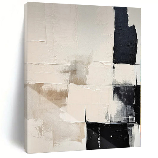 “Neutral - Black Geometric Textures” Abstract Acrylic Art CT0130