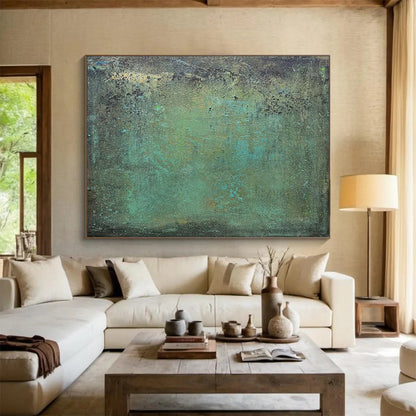 “Mossy Textures” - Greens, blues, earthy tones; textured, weathered abstract surface CT1518