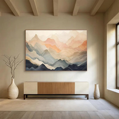“Pastel Mountain Layers” – Soft pinks, blues, grays forming geometric mountain silhouettes CT1696