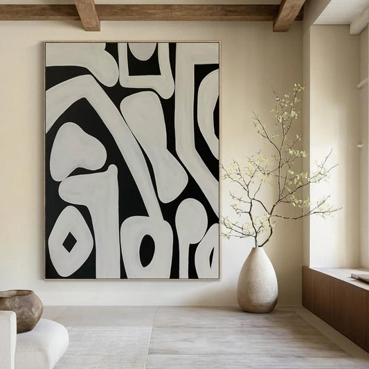 “Black - White Organic Forms” – Abstract Organic Art CT0989