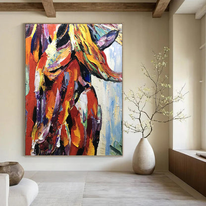 Vibrant Colorful Horse - Impasto Animal Painting On Canvas DKH1272