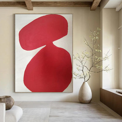 “Red - White Organic Form” – Abstract Red Shape Art CT0997