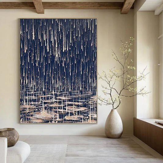 Rainy Night with Reflective Puddles Abstract - Abstract Painting On Canvas DKH1325