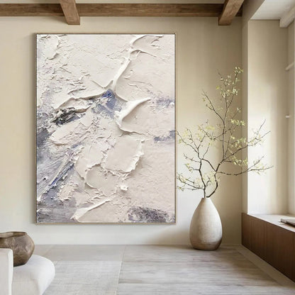 White & Gray Textured Layers - Abstract Textured Painting On Canvas DKH1258