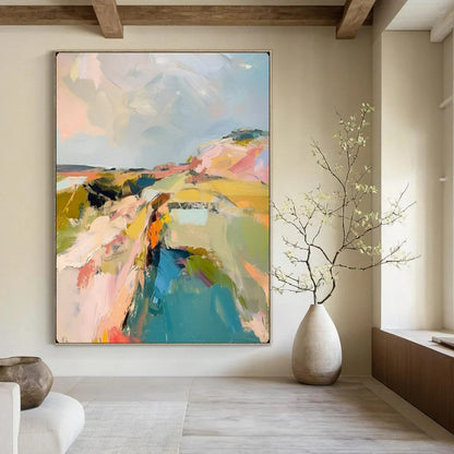 “Color - Blocked Abstract Landscape” – Modern Impressionistic Oil Painting On Canvas CT2146