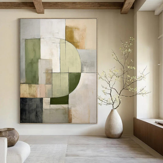 Earthy Tones, Geometric Shapes & Lines - "Earthy Geometry" - Abstract Acrylic Painting CT1451