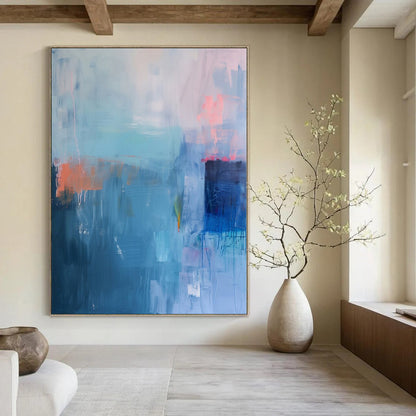 “Blue - Orange Abstract Drips” – Abstract Expressionist Painting CT1178