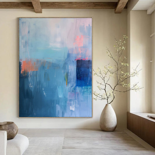 “Blue - Orange Abstract Drips” – Abstract Expressionist Painting CT1178