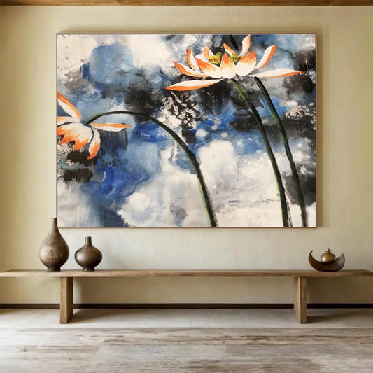 Watercolor Lotus Flowers - Watercolor Floral Painting On Canvas DKH627