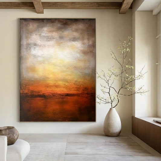 “Warm Sunset Landscape” ，Abstract Landscape Oil Painting CT0917