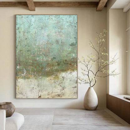 “Aged Patina” - Green & Brown Textured Surface Painting On Canvas DKH1512