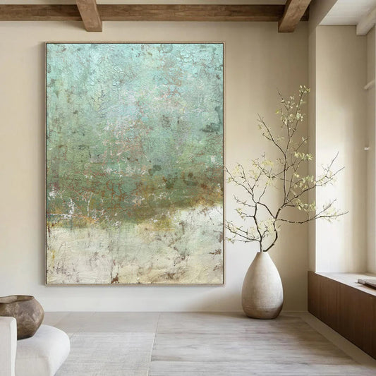“Aged Patina” - Green & Brown Textured Surface Painting On Canvas DKH1512