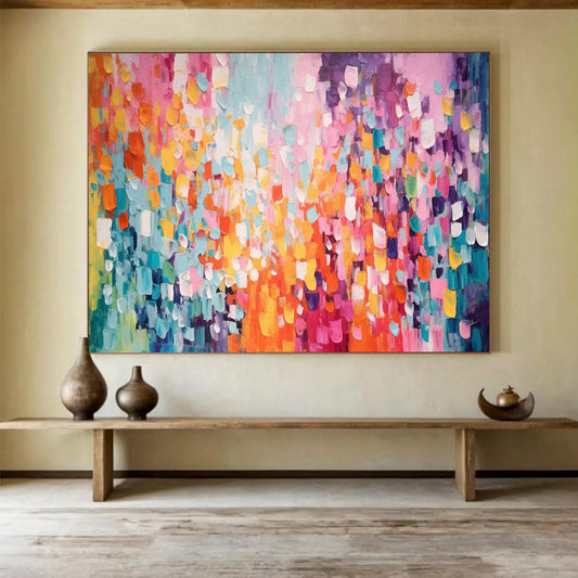 “Vibrant Color Block Party” Abstract Color Field Painting On Canvas DLZ158