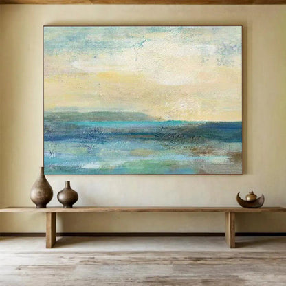 “Blue - Green Abstract Sea” Abstract Acrylic Painting On Canvas DKH435