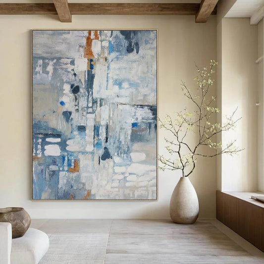 “Blue Abstract Composition” - Expressionist Painting On Canvas DTP028