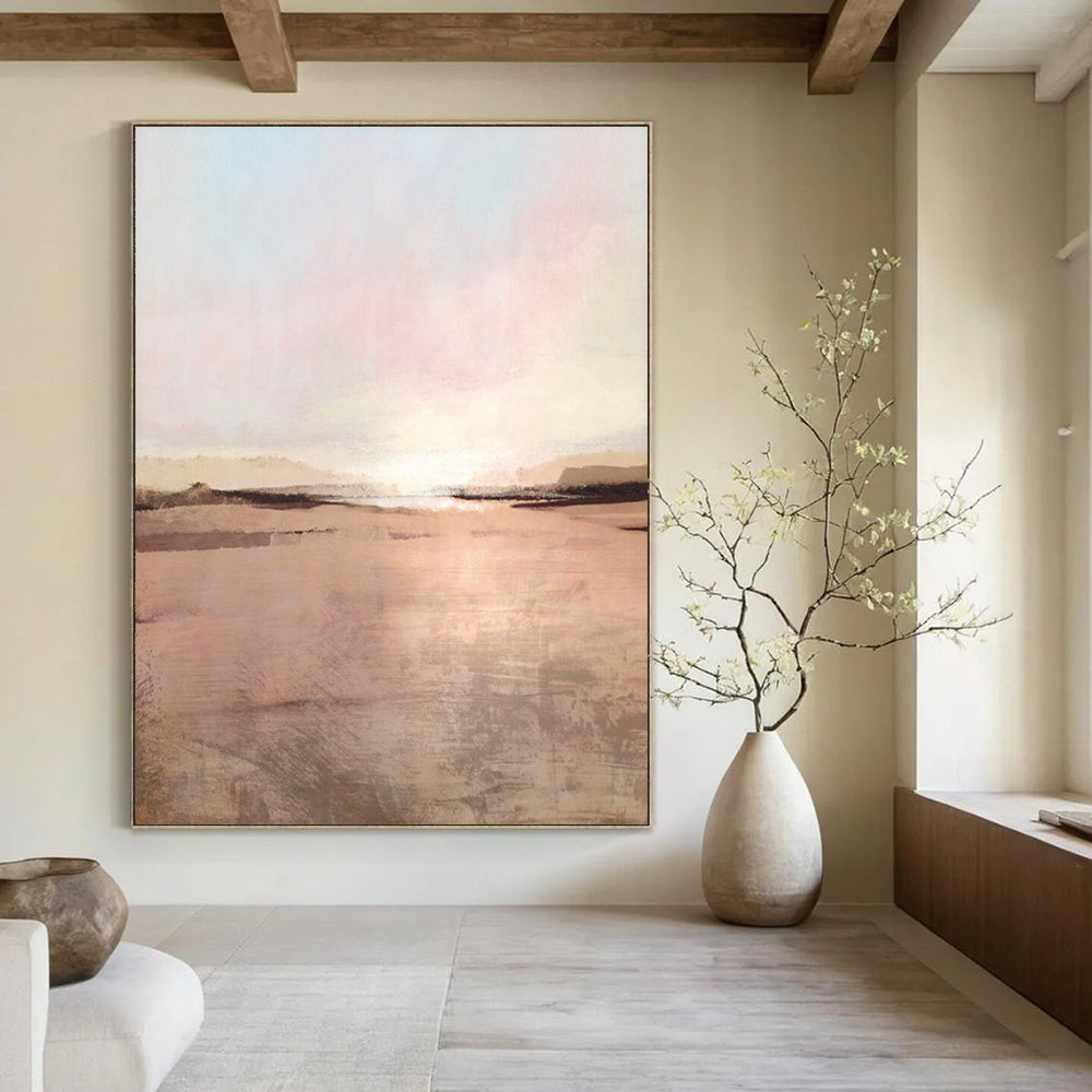 “Blush - Toned Landscape” - Abstract Landscape Painting On Canvas DTP156