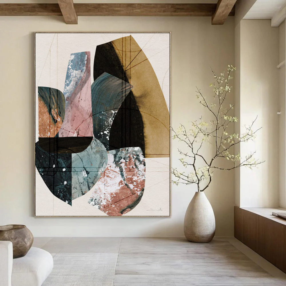 “Geometric Color Blocks” - Modernist Collage - Style Painting On Canvas DTP152