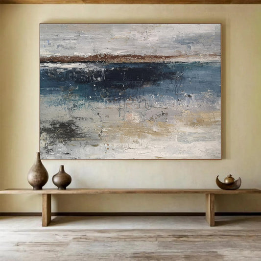Textured Coastal Abstract Painting On Canvas DKH288