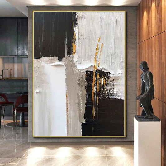 “Black - White - Gold Abstract Accents” ，Abstract Acrylic Painting CT0788