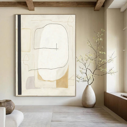 “Minimalist Line Shapes” - Abstract Geometric Painting On Canvas DTP025