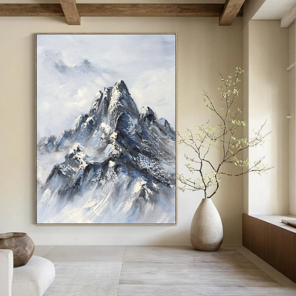 Snowy Mountain Majesty - Abstract Landscape Painting On Canvas DKH1259