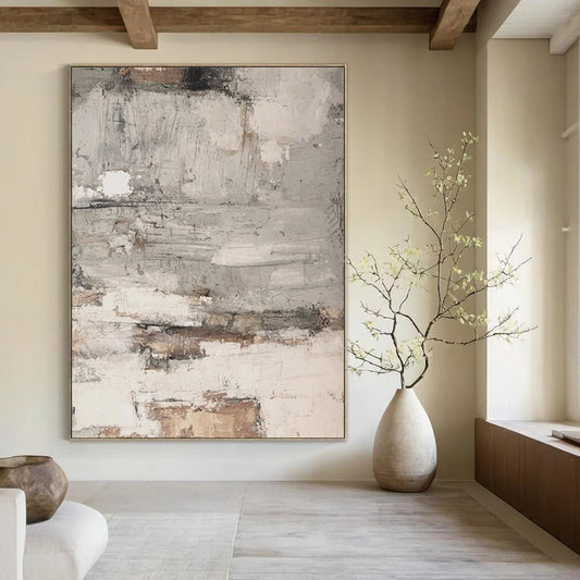 “Gray - White & Brown Fragmented Textures” – Abstract Fragmented Art CT0972